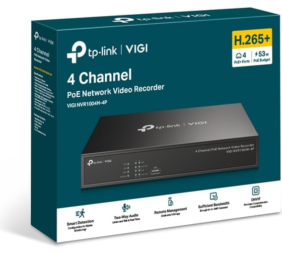 4-канальный сетевой видеорегистратор poe TP-Link VIGI NVR1004H-4P