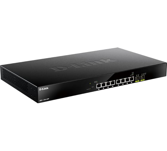 Настраиваемый l2 коммутатор d-link с 8 портами 100/1000/2.5gbase-t и 2 портами 10gbase-x sfp+ 8 портов poe 802.3af/at DMS-1100-10TP/A1A 1