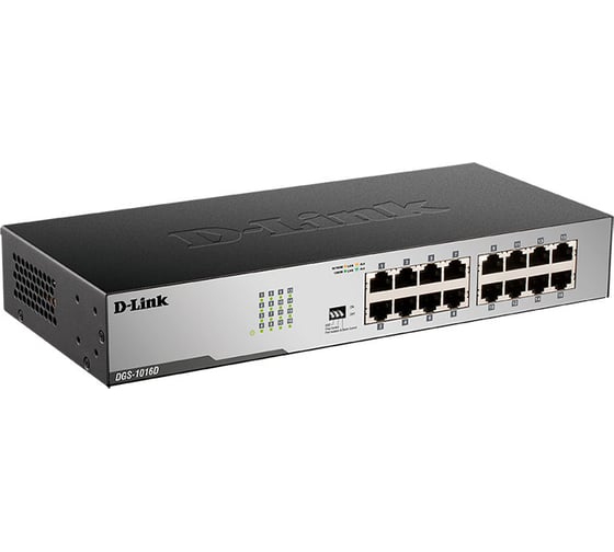 Неуправляемый коммутатор d-link с 16 портами 10/100/1000base-t DGS-1016D/I1A 1