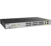 Неуправляемый коммутатор d-link с 24 портами 10/100/1000base-t, 2 комбо-портами 100/1000base-t/sfp и функцией энергосбережения DGS-1026MP/B1A