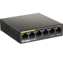Неуправляемый коммутатор d-link с 6 портами 10/100base-tx, 4 порта poe 802.3af/at, poe-бюджет 55 вт, дальность до 250 м DSS-100E-6P/A1A