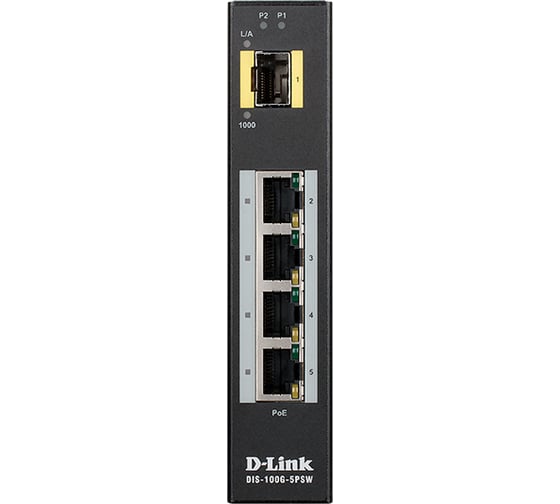 Промышленный неуправляемый коммутатор d-link с 4 портами 10/100/1000base-t, 1 портом 1000base-x sfp DIS-100G-5PSW/A1A