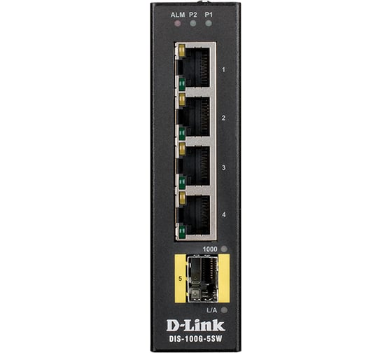 Промышленный неуправляемый коммутатор d-link с 4 портами 10/100/1000base-t, 1 портом 1000base-x sfp DIS-100G-5SW/A1A