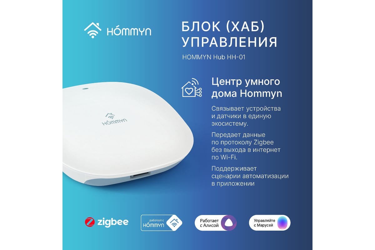 Блок управления шлюз HOMMYN Hub HH-01 НС-1402862 - выгодная цена, отзывы,  характеристики, фото - купить в Москве и РФ