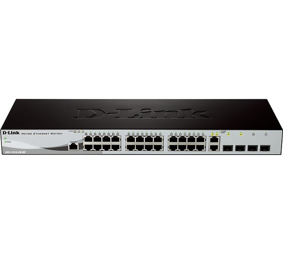 Управляемый l2 коммутатор с 24 портами 10/100base-tx, 2 портами 100/1000base-x sfp и 2 комбо-портами 100/1000base-t/sfp d-link DES-1210-28/ME/B3B