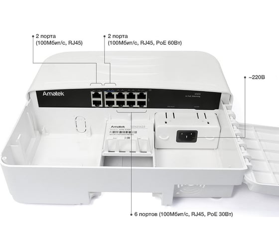 Уличный коммутатор poe Amatek Apn-sx8p 7000731
