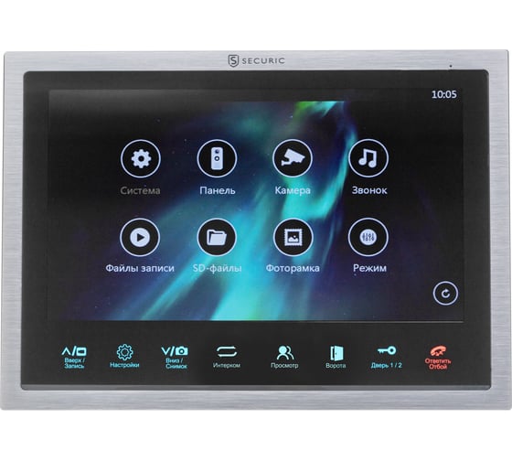 Цветной монитор видеодомофона SECURIC 10,1" формата ahd(1080p), с сенсорным управлением, детектором движения, функцией фото- и видеозаписи (модель ac-439) 45-0439