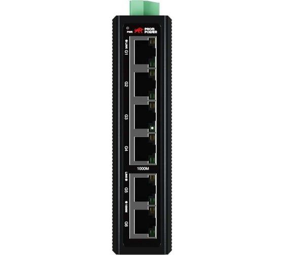 Промышленный коммутатор  Prompower pps-1g0612, 6 портов, 4-10/100/1000m rj45 + 2-10/100/1000m uplink, dc12-48vPPS1G0612