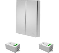 Беспроводной выключатель GRITT Evolution 2-клавишный серебристый, IP67, комплект: 1 выкл., 2 реле 1000Вт 14146