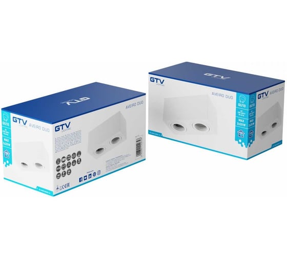 Потолочный светильник GTV aveiro duo, алюминий, 160x80x85мм, квадратный, белый OS-AV80160KW2-10