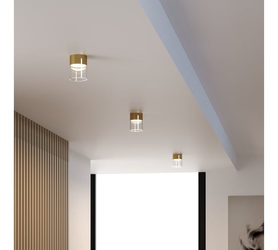 Потолочный светодиодный светильник Elektrostandard 10w 4000к 25047/led латунь/прозрачный a064707