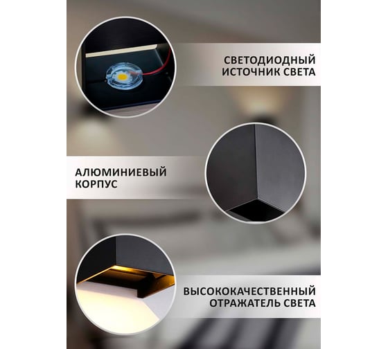 Настенный светодиодный светильник Балтийский светлячок черный куб ZJ-1001CH