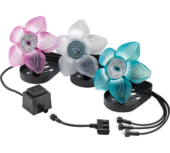 Тройная плавающая подводно/надводная подсветка для сада и пруда SICCE FLOWER LED TRIO KIT, цвет белый LLF003E