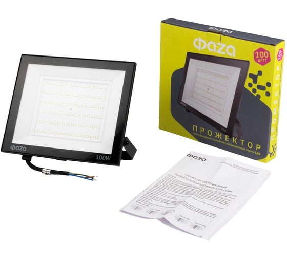 Светодиодный прожектор ФАZА СДО-20 100Вт 6500К IP65 230В BL ДО прозр. закален. стекло 5047341