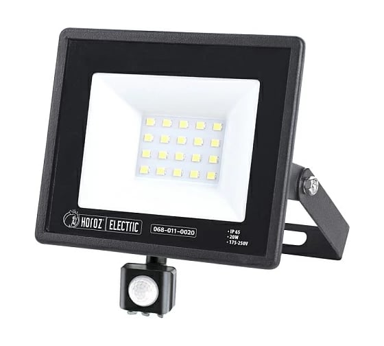 Светодиодный прожектор HOROZ ELECTRIC С ДАТЧИКОМ ASLAN/S-20 068-011-0020 20W Черный 6400K 175-250V HRZ01001160