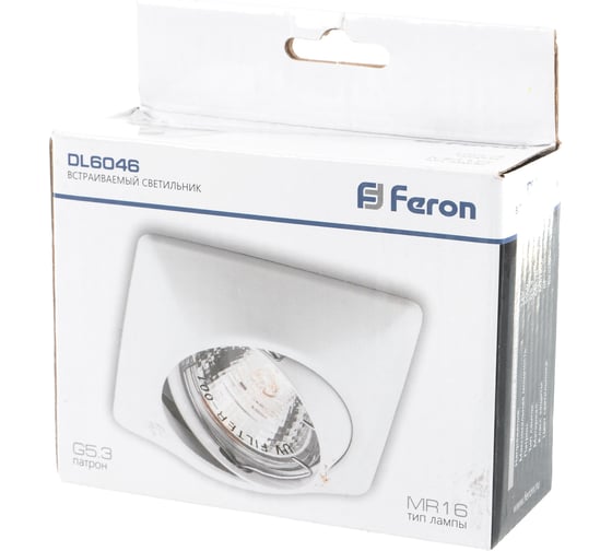 Встраиваемый потолочный светильник FERON MR16 G5.3 белый, поворот, DL6046 28882
