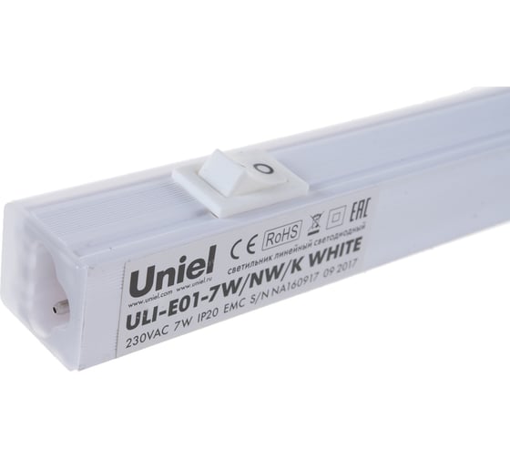 Линейный светодиодный светильник Uniel ULI-E01-7W/NW/K WHITE (аналог T5), UL-00002725