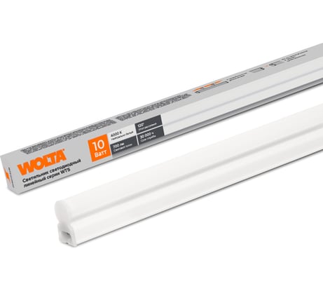 Светодиодный светильник Wolta 10Вт, 4000К Дневной свет, IP20, 700 Лм, линейный (полная сборка), 574х37х22 мм WT5S10W60