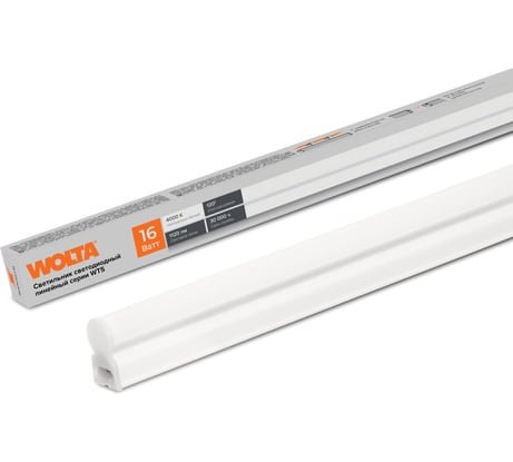 Светодиодный светильник Wolta 16 Вт, 4000К Дневной свет, IP20, 1120лм , линейный (полная сборка), 874х37х22 мм WT5S16W90