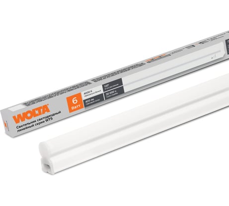 Светодиодный светильник Wolta 6Вт, 4000К Дневной свет, IP20, 420 Лм, линейный (полная сборка), 314х37х22 мм WT5S6W30