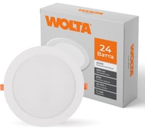 Светодиодный встраиваемый светильник Wolta 24 Вт 1800 Лм, круглый, 4000K Дневной белый свет, IP40, панель DLUS-24W-4K