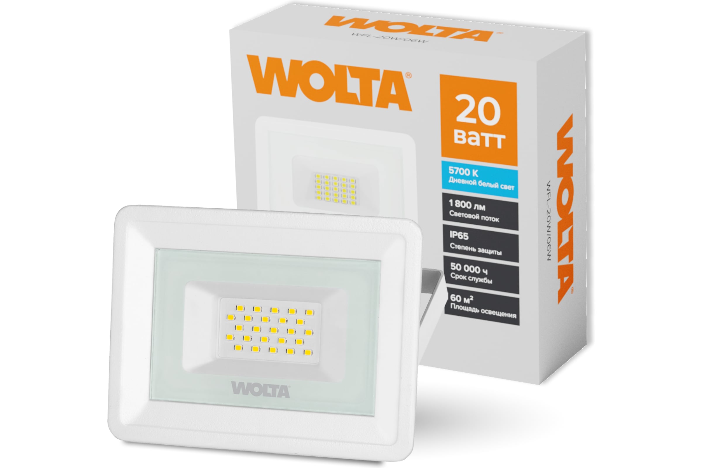 СветодиодныйпрожекторWolta5700K,20WSMD,IP65,цветбелый,слимWFL-20W\/06WWFL-20W/06W