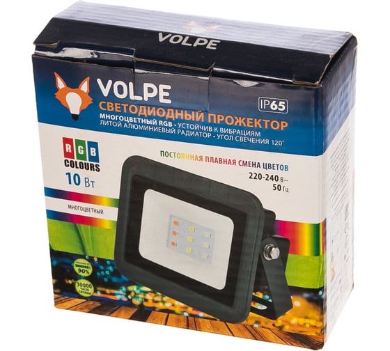 Светодиодный прожектор Volpe ULF-Q511 10W/RGB IP65 220-240В BLACK. UL-00002561
