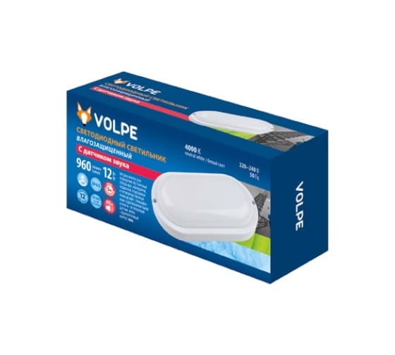 Светодиодный светильник с датчиком звука Volpe ULW-Q215 12W/4000K SENSOR IP65 WHITE. UL-00004068