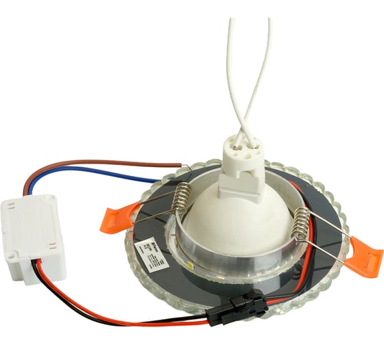 Потолочный светильник FERON встраиваемый с белой LED подсветкой 15LED 2835 SMD 4000K, MR16 50W G5.3, белый, хром, CD905 28848