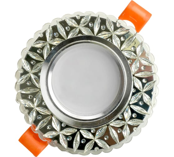 Потолочный светильник FERON встраиваемый с белой LED подсветкой 15LED 2835 SMD 4000K, MR16 50W G5.3, белый, хром, CD905 28848