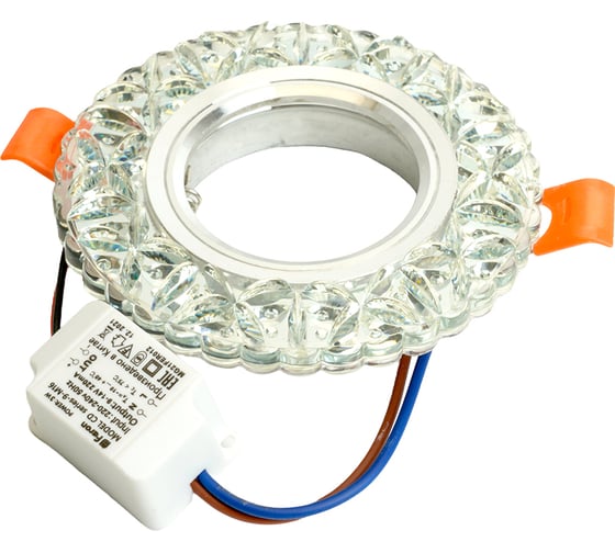 Потолочный светильник FERON встраиваемый с белой LED подсветкой 15LED 2835 SMD 4000K, MR16 50W G5.3, белый, хром, CD905 28848