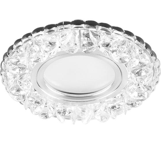 Потолочный светильник FERON встраиваемый с белой LED подсветкой 15LED 2835 SMD 4000K, MR16 50W G5.3, белый, хром, CD905 28848 1