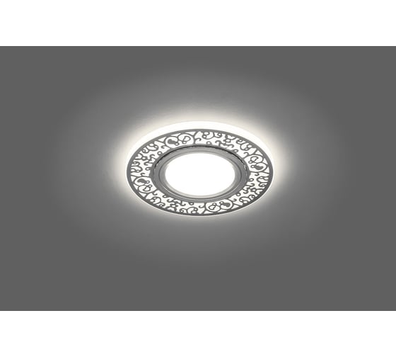 Потолочный светильник FERON с белой LED подсветкой 15LED MR16 50W G5.3,белый матовый, хром, CD951 29713