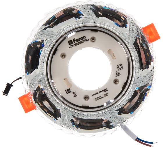 Встраиваемый светильник для натяжных потолков с белой LED подсветкой Feron CD4031 GX53, прозрачный, 32658
