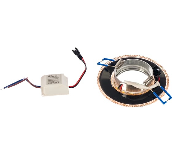 Потолочный светильник FERON с подсветкой 15LED 2835 4000, MR16 50W G5.3 коричневый хром CD903 28976