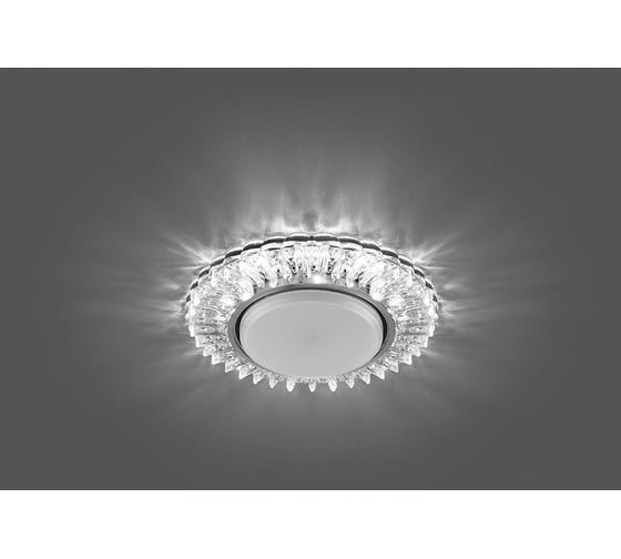 Встраиваемый светильник для натяжных потолков с белой LED подсветкой Feron CD4025 GX53 прозрачный, 29539