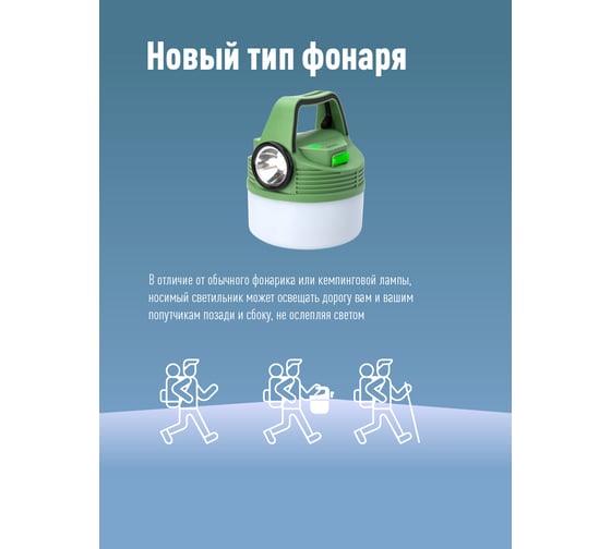 Кемпинговый аккумуляторный фонарь КОСМОС 16Вт+3Вт/Li-ion18650 2400mAh/индикатор/USBшнур KOC616Lit