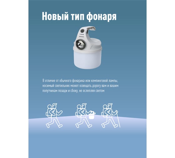 Кемпинговый походный аккумуляторный фонарь КОСМОС 10Вт+2Вт/Li-ion 18650 800mAh/индикатор/USB-шнур KOC614Lit