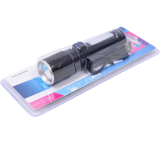 Ручной аккумуляторный фонарь КОСМОС 10ВтLED+2ВтCOB/zoom/Li-ion 18650 1800mAh/алюминий/USB type C KOC133Lit