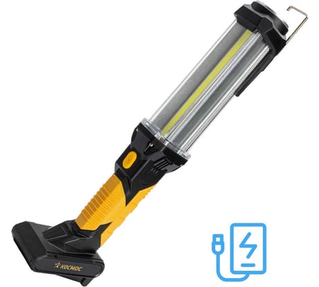 Рабочий аккумуляторный фонарь КОСМОС 12ВтCOB+5Вт/Li-ion18650 4000mAh/Powerbank/индик/USBС/магнит KOC704Lit