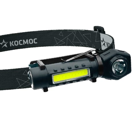 Налобный аккумуляторный фонарь КОСМОС 3Вт+3ВтCOB/кол. линза/Li-ion18650 1200mAh/USBtC/магнит/зажим KOC508Lit