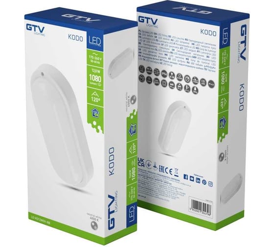 Светильник GTV LED KODO, 12Вт, овальный, белый LD-KD12WOV-NB 1
