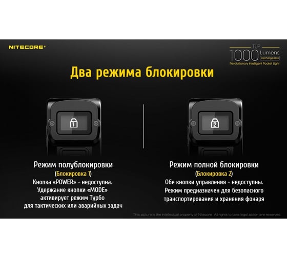 Наключный фонарь Nitecore tup grey cree xp-l hd v6 18401