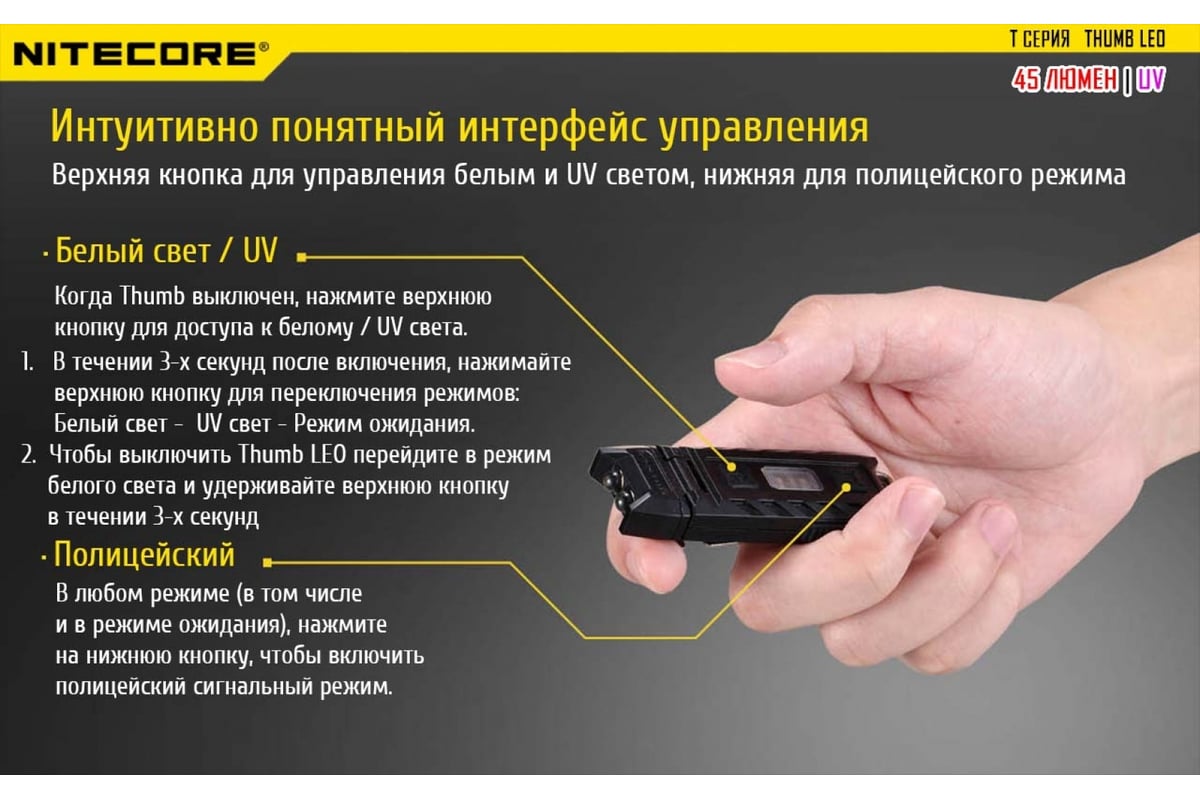 Фонарь NITECORE ThumbLEO