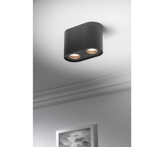 Потолочный светильник GTV senso duo, алюминий, 83x165x110, ip20, max 50w, круглый, черный OS-SEND5083OKCZ-00