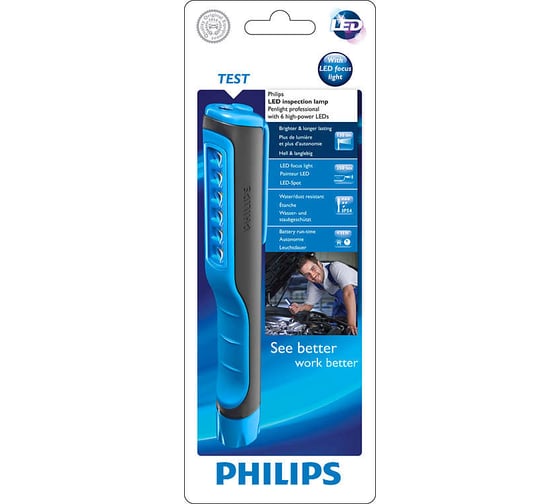 Фонарь PHILIPS P-LPL19 PENLIGHT ручка BLACK/BLUE 6 LED LPL19B1