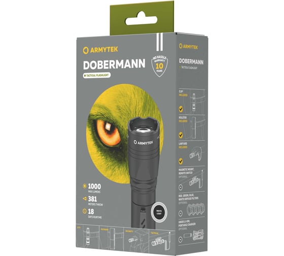 Фонарь Armytek Dobermann XP-L HI Белый F02003BC