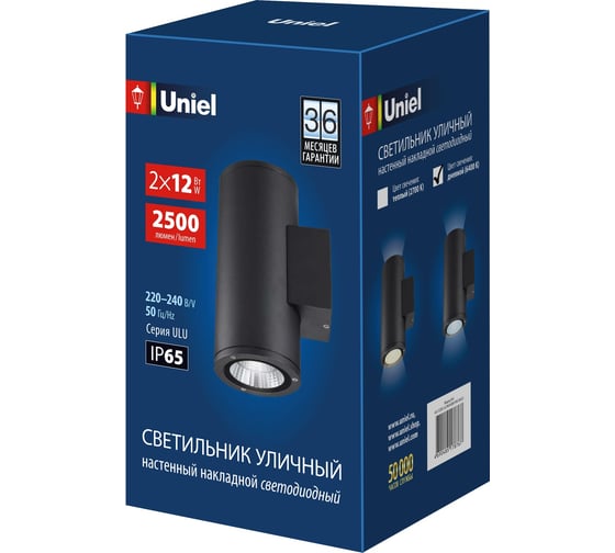 Уличный светильник Uniel ULU-S22D-2x12W/6400K IP65 BLACK UL-00010848