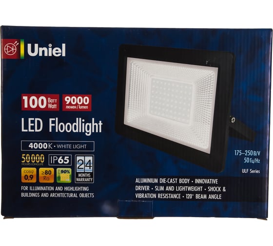 Светодиодный прожектор Uniel ULF-F19-100W/4000K IP65 175-250В BLACK UL-00005155