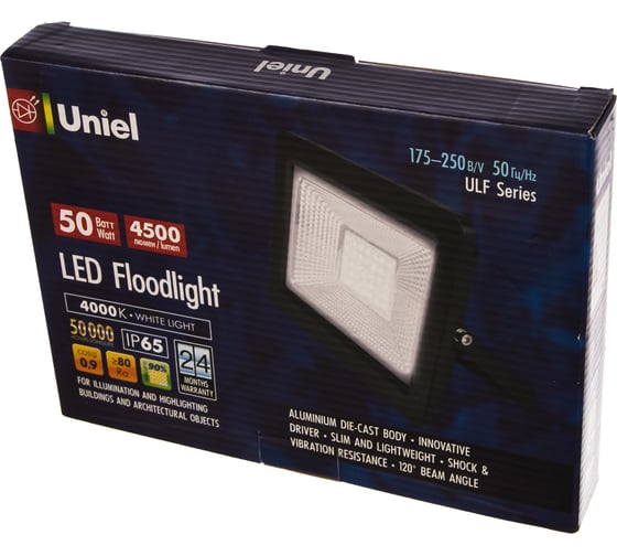 Светодиодный прожектор Uniel ULF-F19-50W/4000K IP65 175-250В BLACK UL-00005153